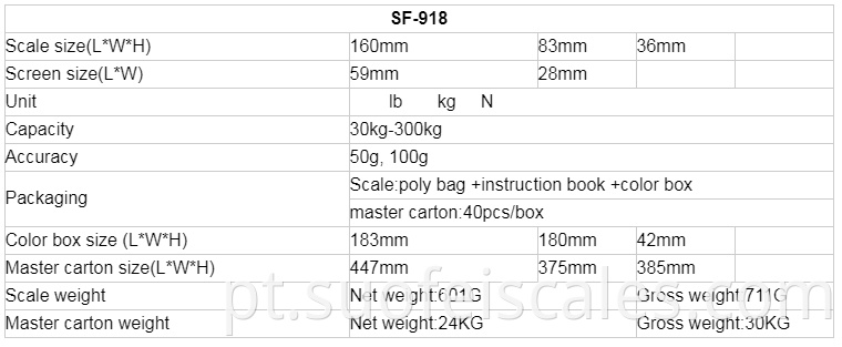 SF918 de alta qualidade 300 kg mini escala digital de guindaste escala de bagagem de pesca balança de guindaste eletcrônico escalas